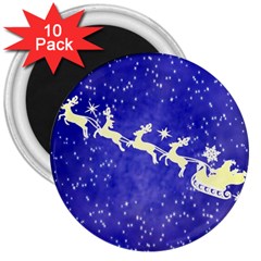 Santa-claus-with-reindeer 3  Magnets (10 Pack)  by nateshop