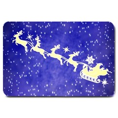 Santa-claus-with-reindeer Large Doormat  by nateshop