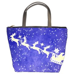 Santa-claus-with-reindeer Bucket Bag by nateshop