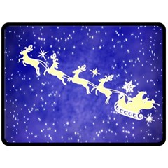 Santa-claus-with-reindeer Fleece Blanket (large)  by nateshop