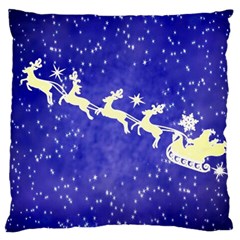 Santa-claus-with-reindeer Large Cushion Case (two Sides) by nateshop