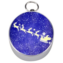 Santa-claus-with-reindeer Silver Compasses by nateshop