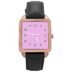 Stripes Rose Gold Leather Watch  by nateshop