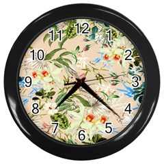 Tropical Fabric Textile Wall Clock (black) by nateshop