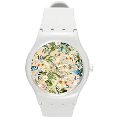 Tropical Fabric Textile Round Plastic Sport Watch (m) by nateshop