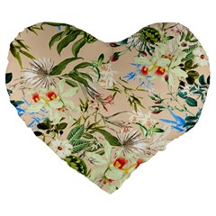 Tropical Fabric Textile Large 19  Premium Flano Heart Shape Cushions by nateshop