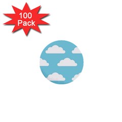 Clouds Blue Pattern 1  Mini Buttons (100 pack) 