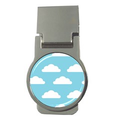 Clouds Blue Pattern Money Clips (round)  by ConteMonfrey