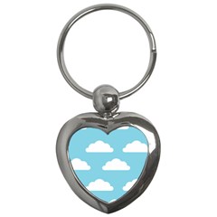 Clouds Blue Pattern Key Chain (Heart)