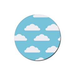 Clouds Blue Pattern Rubber Round Coaster (4 pack)