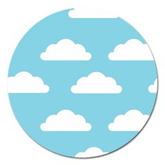 Clouds Blue Pattern Magnet 5  (Round)