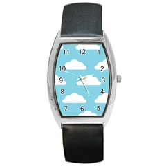 Clouds Blue Pattern Barrel Style Metal Watch