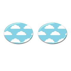 Clouds Blue Pattern Cufflinks (Oval)