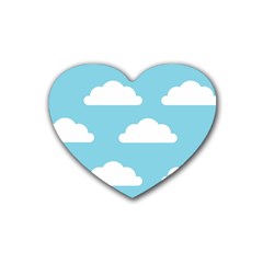 Clouds Blue Pattern Rubber Coaster (Heart)