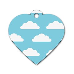 Clouds Blue Pattern Dog Tag Heart (One Side)