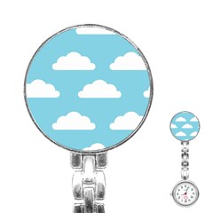 Clouds Blue Pattern Stainless Steel Nurses Watch