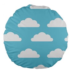 Clouds Blue Pattern Large 18  Premium Flano Round Cushions