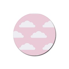 Clouds Pink Pattern   Rubber Round Coaster (4 Pack) by ConteMonfrey