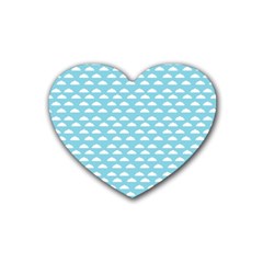 Little Clouds Blue  Rubber Heart Coaster (4 Pack) by ConteMonfrey