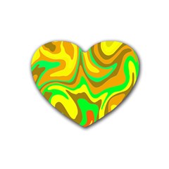 Groovy Wavy Pattern Colorful Pattern Rubber Heart Coaster (4 Pack) by Wegoenart