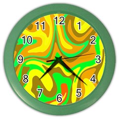Groovy Wavy Pattern Colorful Pattern Color Wall Clock by Wegoenart