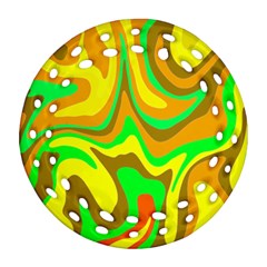 Groovy Wavy Pattern Colorful Pattern Ornament (round Filigree)