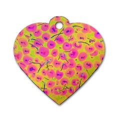 Cherries Fruit Food Neon Texture Fluorescent Dog Tag Heart (one Side)