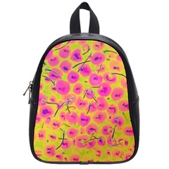 Cherries Fruit Food Neon Texture Fluorescent School Bag (small) by Wegoenart