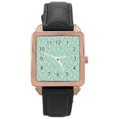 Contrasting Leaves Rose Gold Leather Watch  by ConteMonfrey