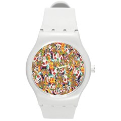 Background-santaclaus-gift-christmas Round Plastic Sport Watch (m) by nateshop