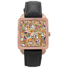 Background-santaclaus-gift-christmas Rose Gold Leather Watch  by nateshop