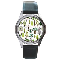 Chrismas Tree Greeen  Round Metal Watch by nateshop