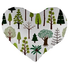 Chrismas Tree Greeen  Large 19  Premium Heart Shape Cushions by nateshop