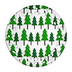 Chrismas Tree Greeen Round Filigree Ornament (two Sides) by nateshop