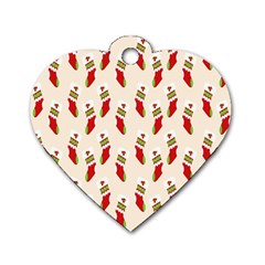 Christmas-background-christmas-stockings Dog Tag Heart (one Side) by nateshop