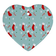 Christmas-pattern -christmas-stockings Heart Ornament (two Sides) by nateshop