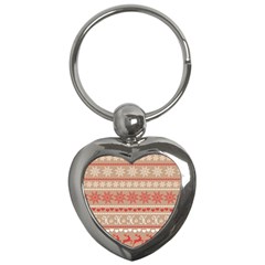 Christmas-pattern-background Key Chain (heart) by nateshop