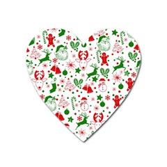 Christmas-seamless-green  Heart Magnet by nateshop