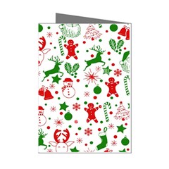 Christmas-seamless-green  Mini Greeting Cards (pkg Of 8) by nateshop