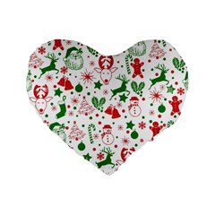 Christmas-seamless-green  Standard 16  Premium Heart Shape Cushions by nateshop