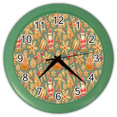 Pattern-santa Color Wall Clock by nateshop