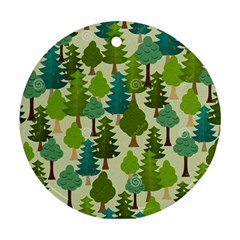 Seamless-forest-pattern-cartoon-tree Round Ornament (two Sides) by nateshop