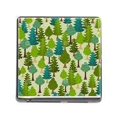 Seamless-forest-pattern-cartoon-tree Memory Card Reader (square 5 Slot)