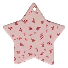 Grid Pattern Red Background Star Ornament (two Sides)