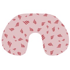 Grid Pattern Red Background Travel Neck Pillow