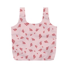 Grid Pattern Red Background Full Print Recycle Bag (m)