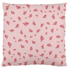 Grid Pattern Red Background Large Flano Cushion Case (two Sides)