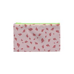 Grid Pattern Red Background Cosmetic Bag (xs) by Ravend