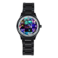 Patchwork Decorative Decor Tile Stainless Steel Round Watch