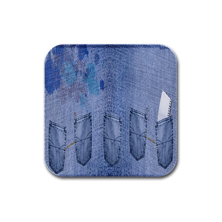 Background-jeans Rubber Square Coaster (4 pack)